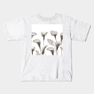 Elegant Xray Calla flowers. Tropical transparent watercolor flowers print Kids T-Shirt